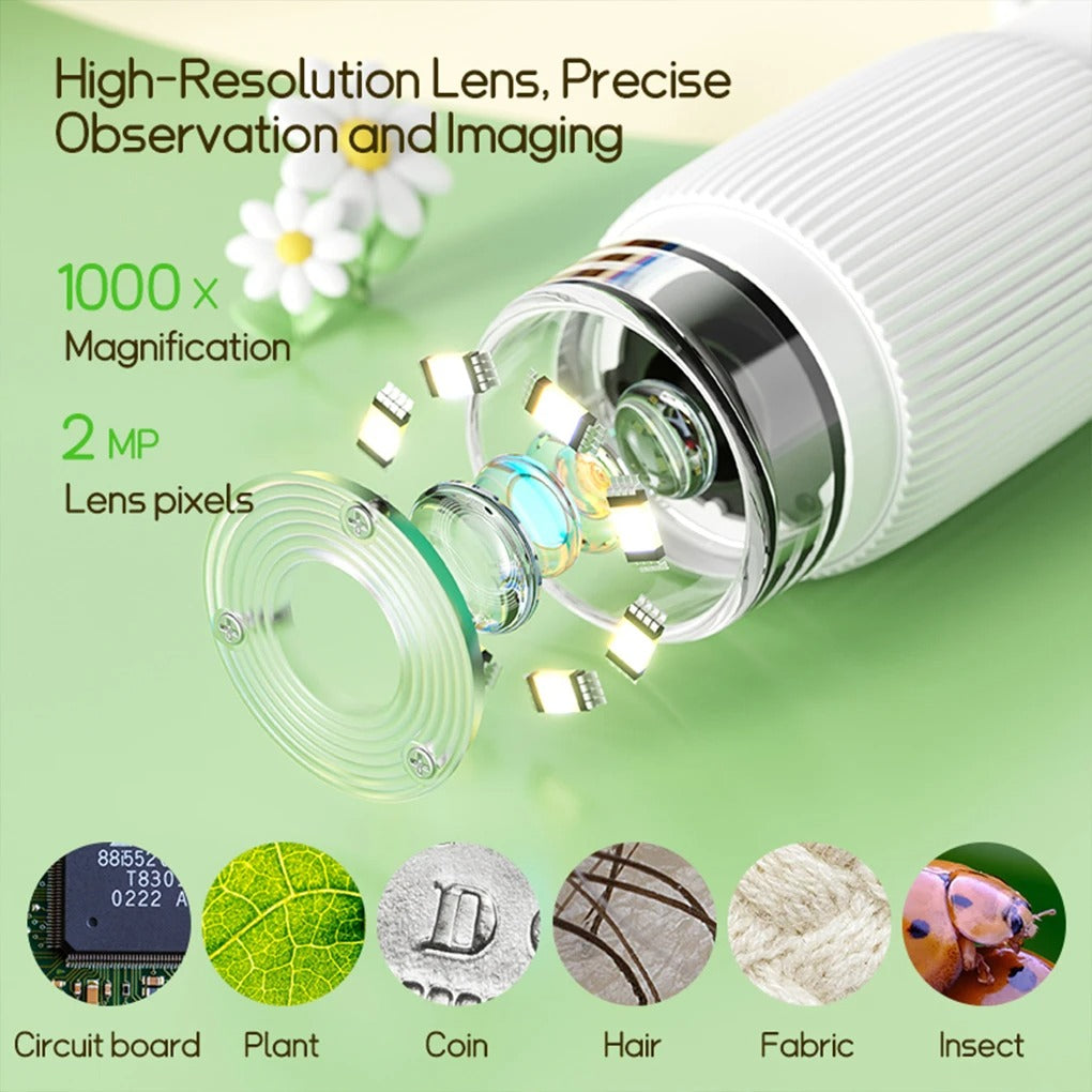 Ictonic™ Handheld 1000X Mini Microscope for Kids - 2.0 inch Pocket-Sized Science Lab for Outdoor Exploration